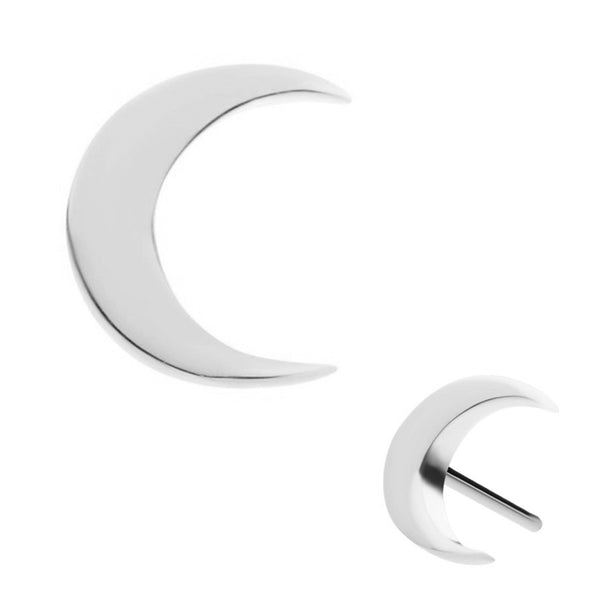 14kt White Gold Waxing Crescent Moon Threadless Top