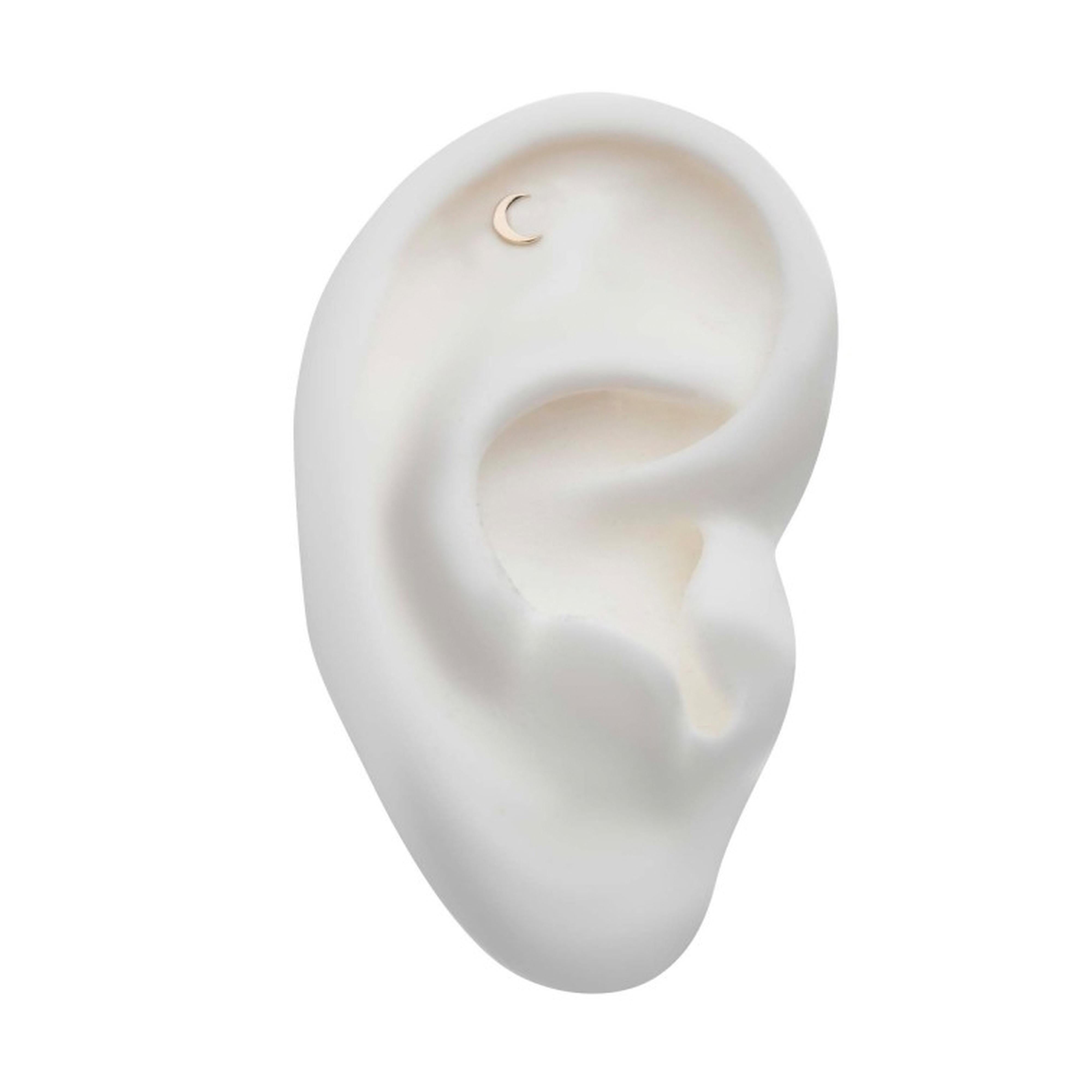 14kt White Gold Waxing Crescent Moon Threadless Top