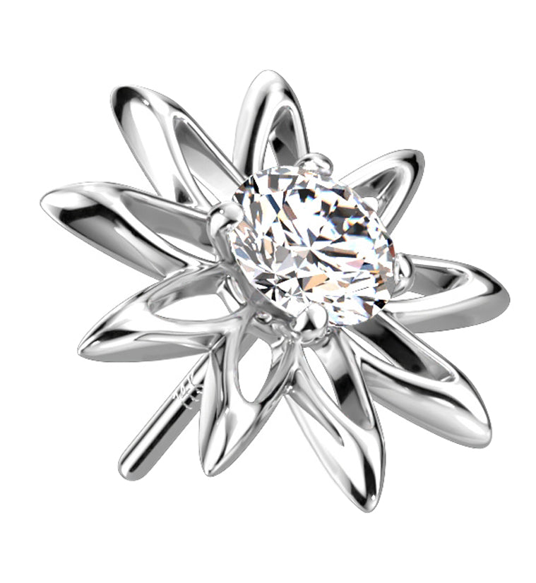 14kt White Gold Sunflower CZ Threadless Top