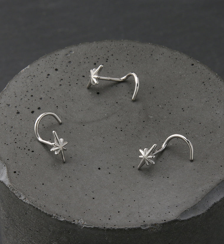 14kt White Gold Twinkle Nose Screw