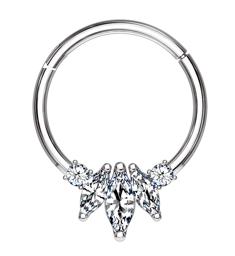 14kt Gold Triple Marquise Hinged Segment Ring