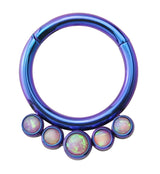 16G Blurple PVD Cinque Pink Opalite Titanium Hinged Segment Ring