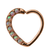 16G Rose Gold PVD Pink Opal Annealed Heart Daith - Cartilage Ring