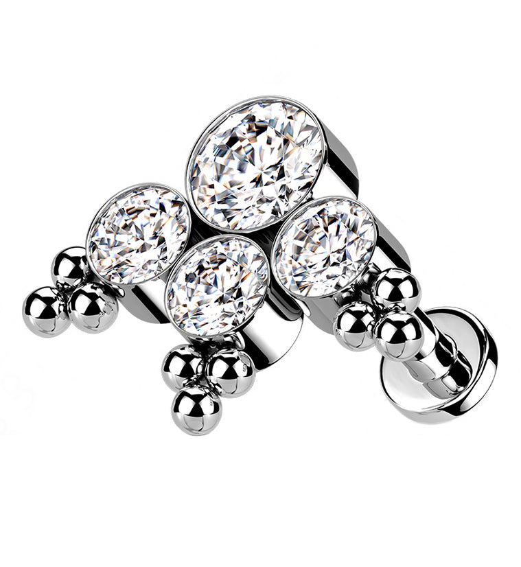 16G Beaded CZ Ensemble Titanium Labret Post