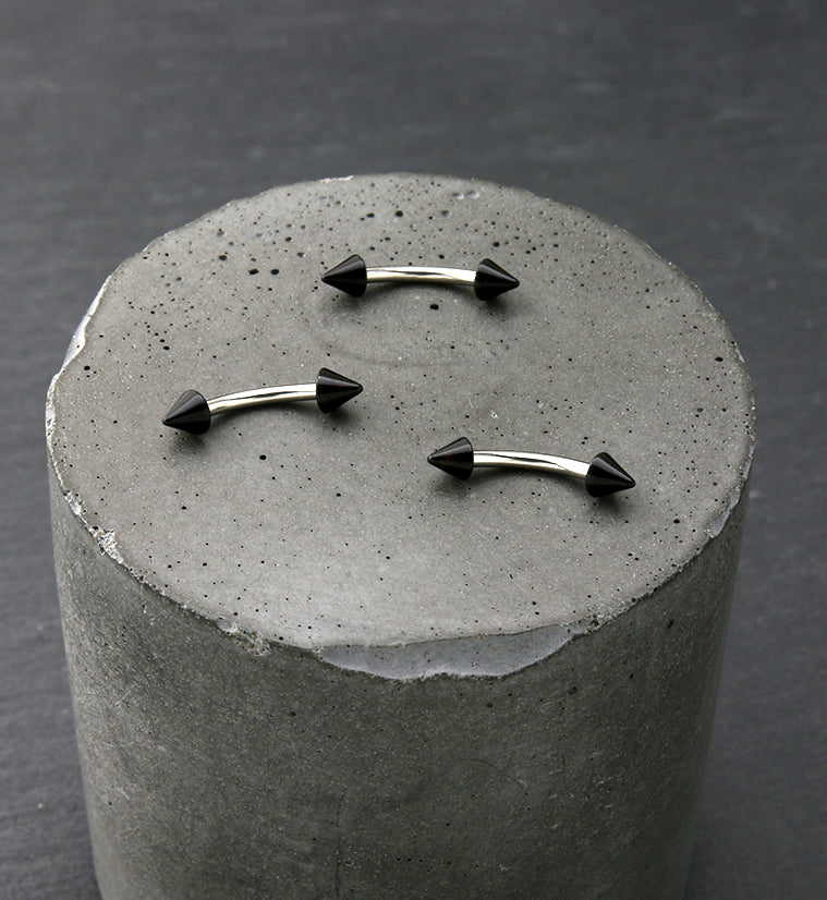 16G Clear or Black Spiked Eyebrow Ring