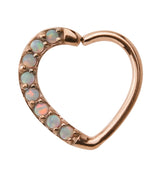 16G Rose Gold PVD White Opalite Annealed Heart Daith - Cartilage Ring
