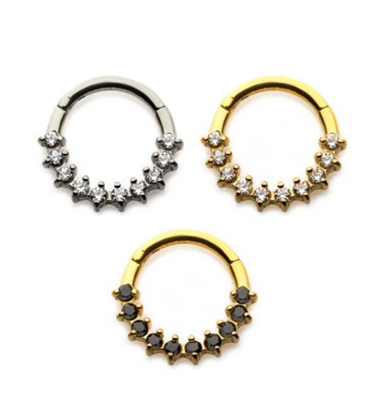 Multi Prong CZ Hinged Segment Ring