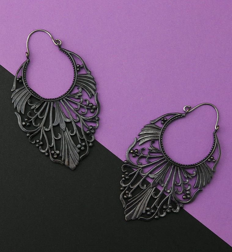 18G Adorned Black Brass Earrings