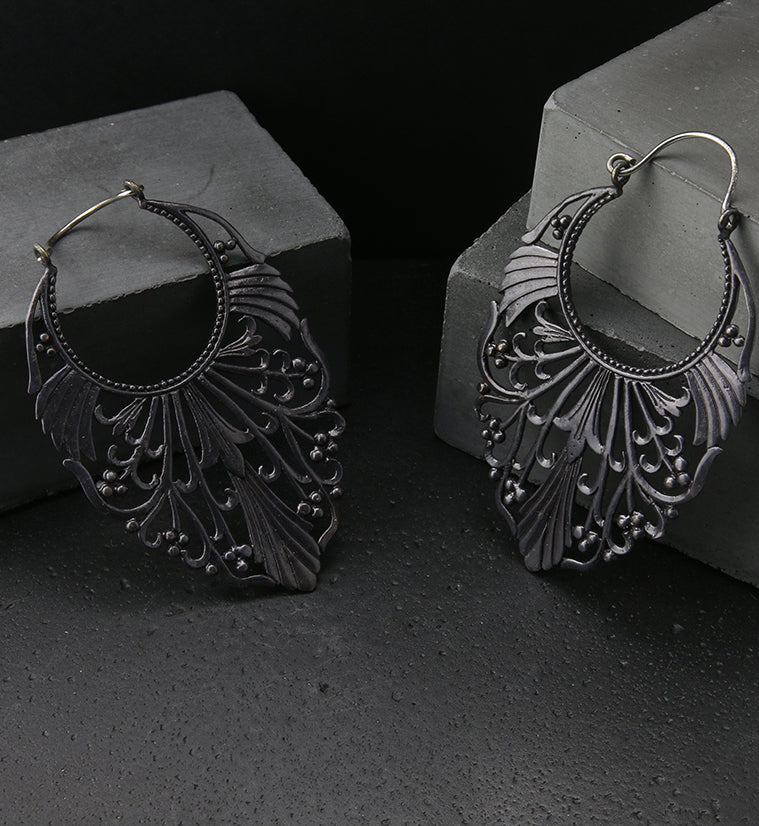18G Adorned Black Brass Earrings