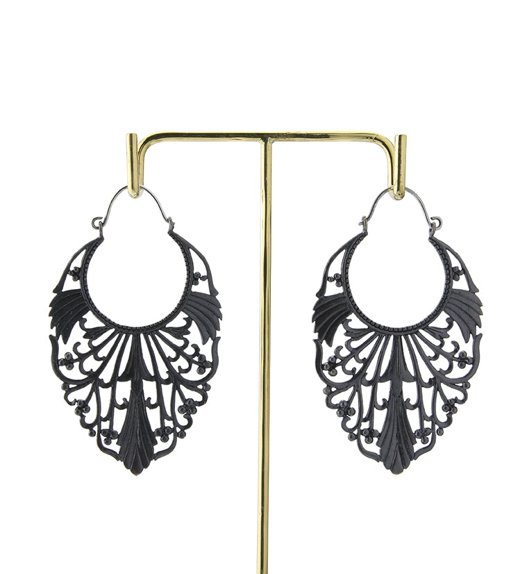 18G Adorned Black Brass Earrings