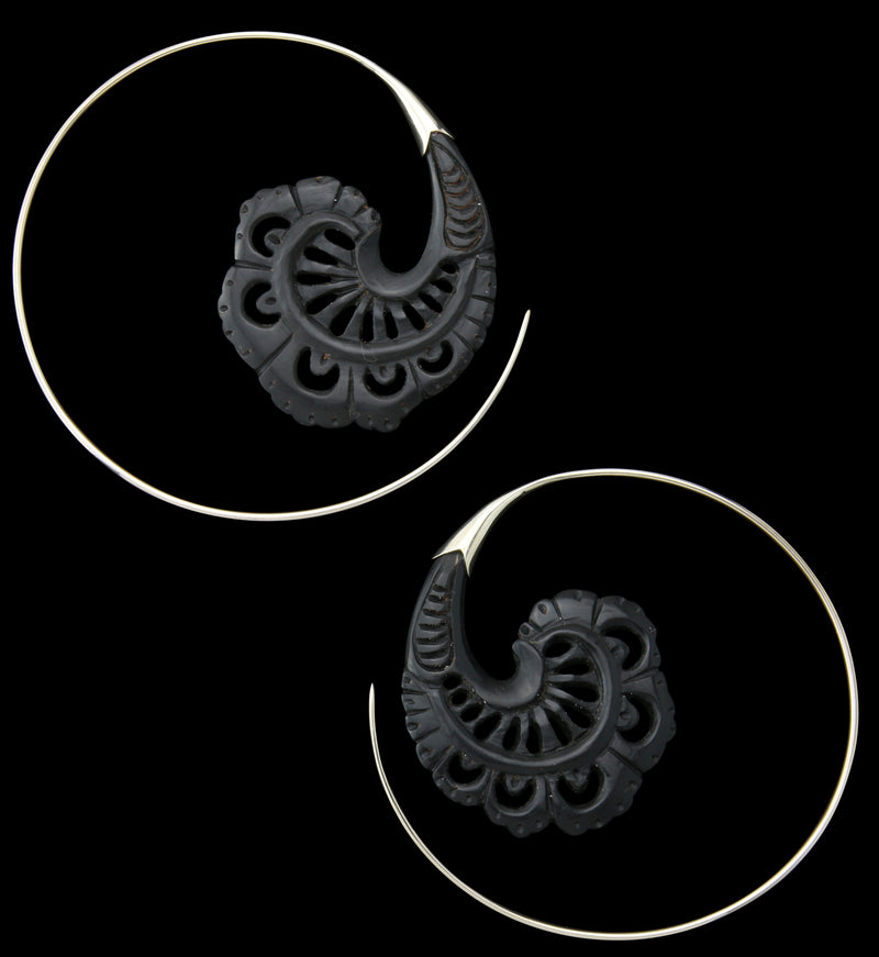 18G Baroque Horn White Brass Hangers / Earrings
