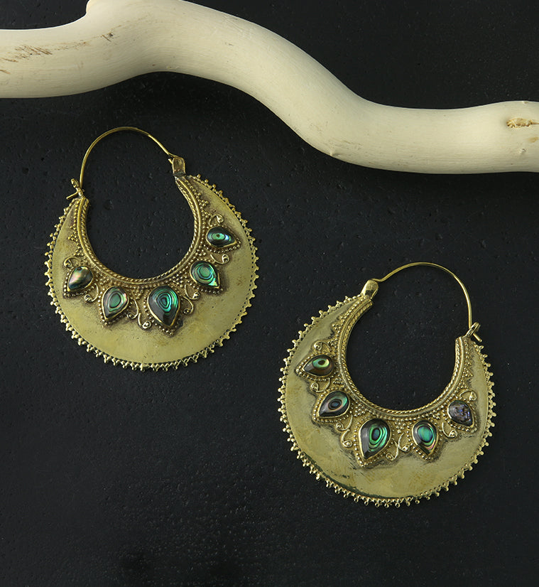 18G Bauble Abalone Brass Hangers / Earrings