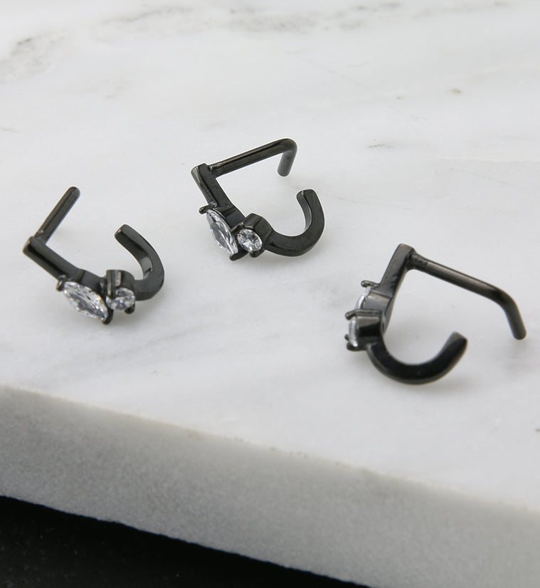 18G Black PVD Empress CZ Nose Curve