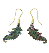 18G Feather Brass Abalone Hangers / Earrings
