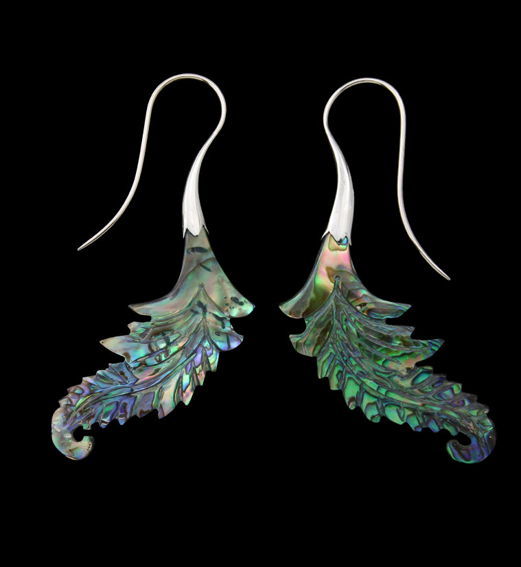 18G Feather White Brass Abalone Hangers / Earrings