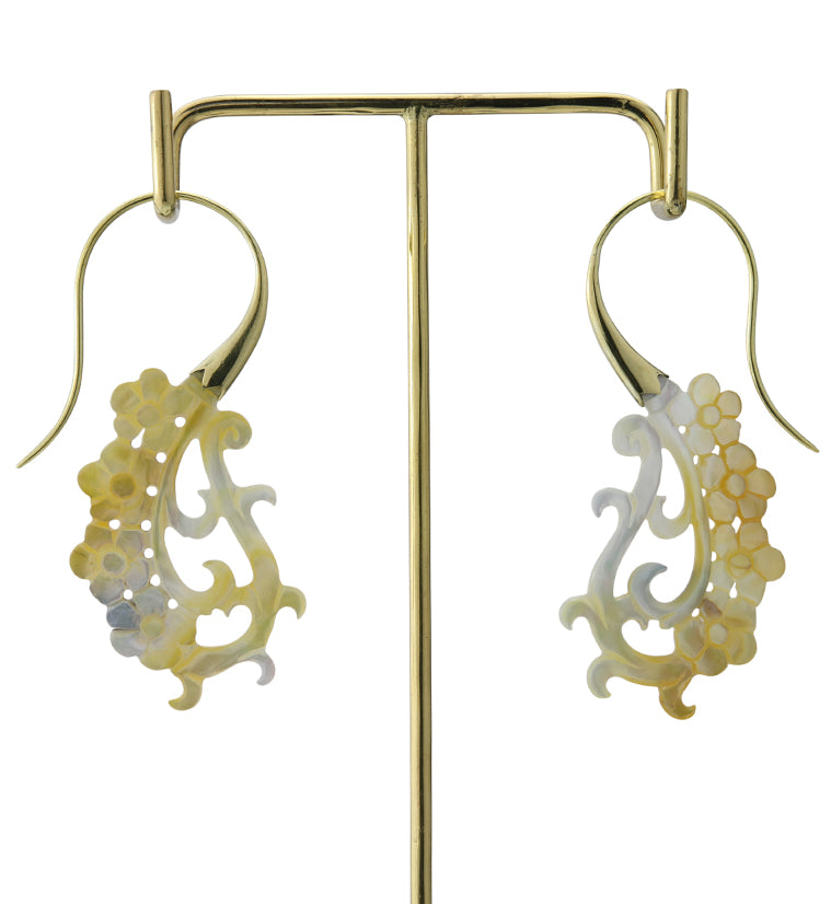 18G Floral Brass MOP Hangers / Earrings