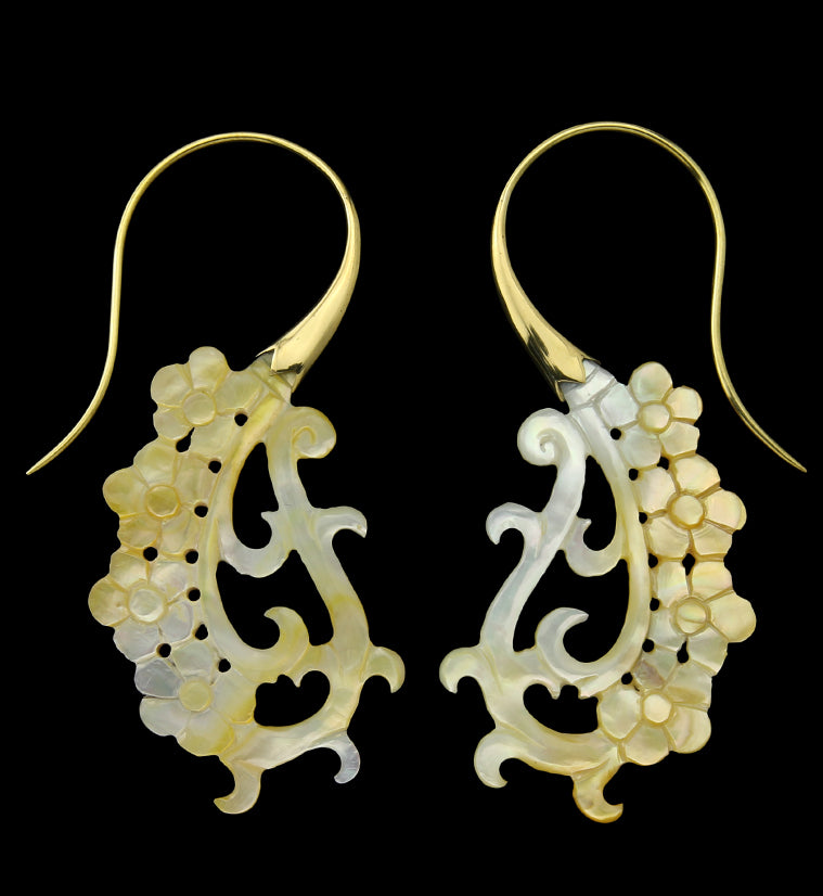 18G Floral Brass MOP Hangers / Earrings
