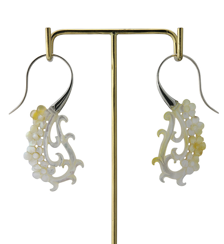 18G Floral White Brass MOP Hangers / Earrings