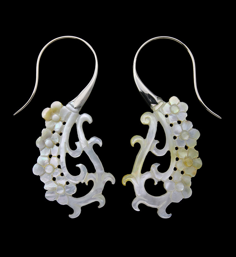 18G Floral White Brass MOP Hangers / Earrings