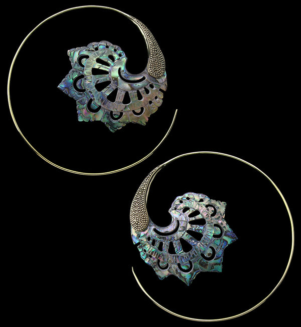 18G Florid Brass Abalone Hangers / Earrings