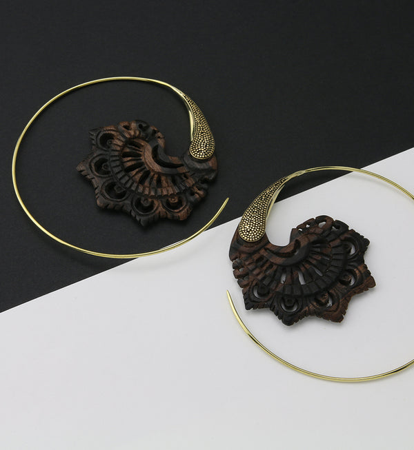 18G Florid Brass Areng Wood Hangers / Earrings