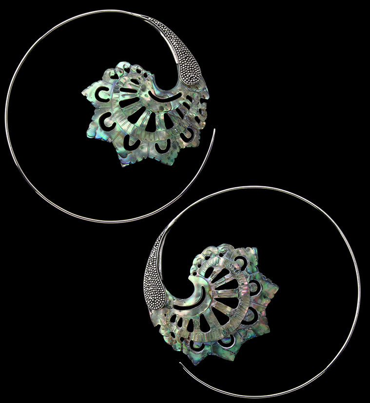 18G Florid White Brass Abalone Hangers / Earrings
