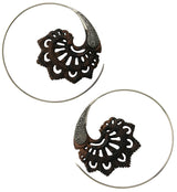 18G Florid White Brass Areng Wood Hangers / Earrings