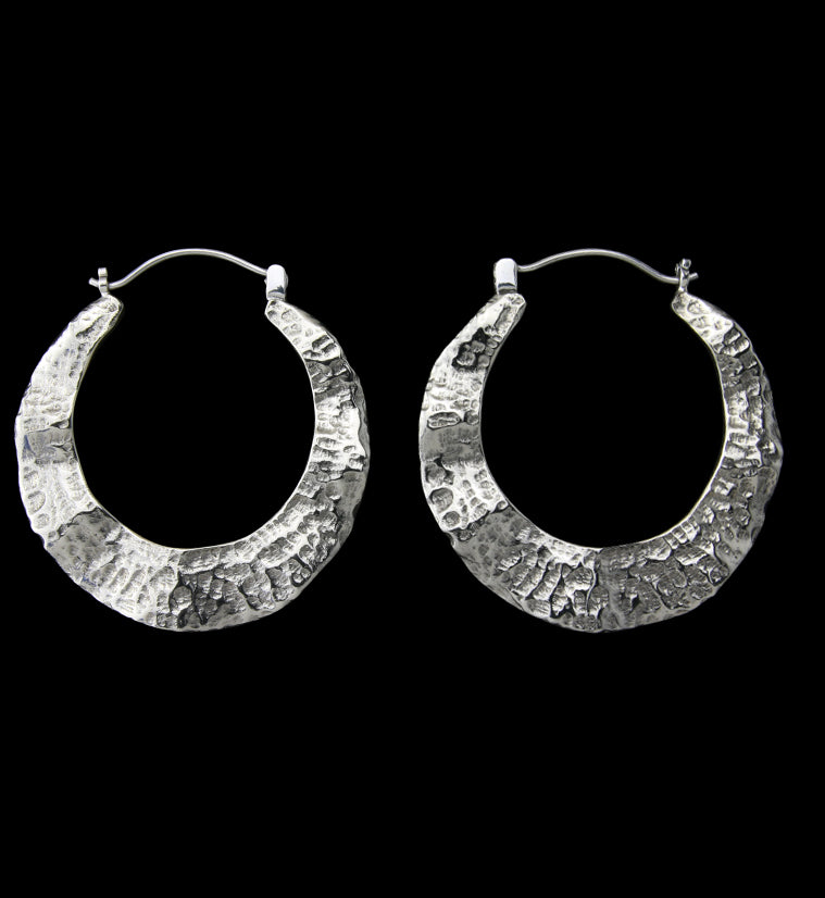 18G Hammered Tunnel White Brass Hangers / Earrings