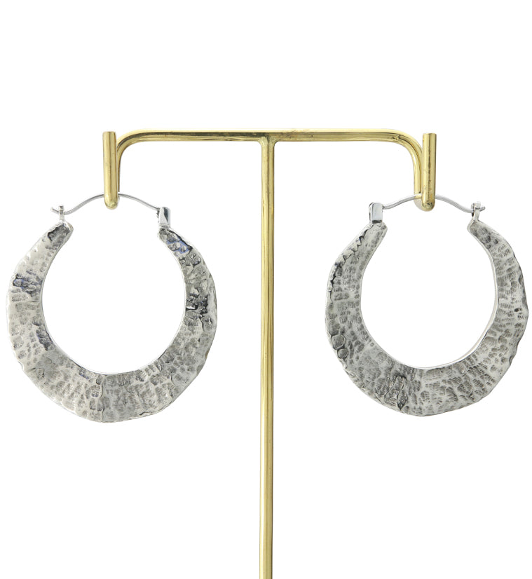 18G Hammered Tunnel White Brass Hangers / Earrings