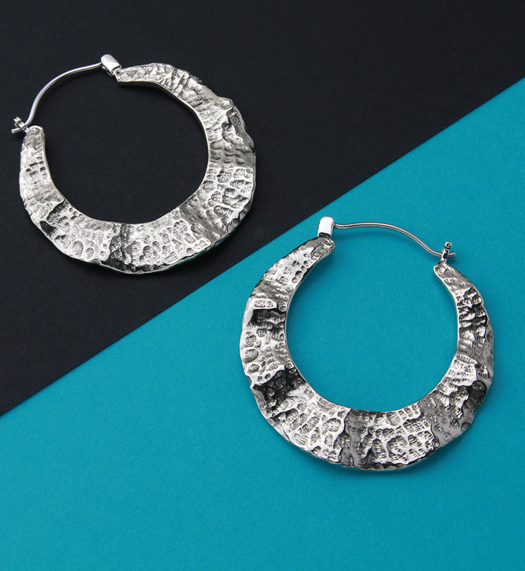 18G Hammered Tunnel White Brass Hangers / Earrings