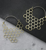 18G Honeycomb Brass Earrings