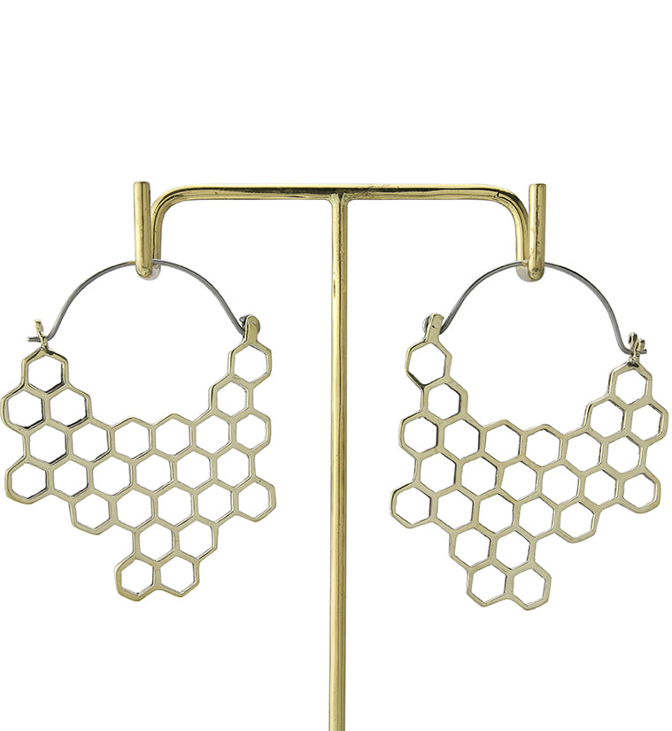 18G Honeycomb Brass Earrings