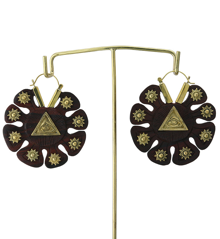 18G Illuminati Gold Engraved Wooden Hangers / Earrings
