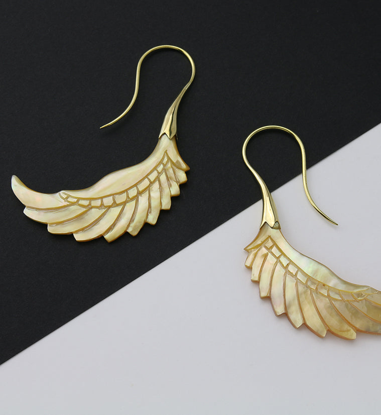 18G Pinion Brass MOP Hangers / Earrings