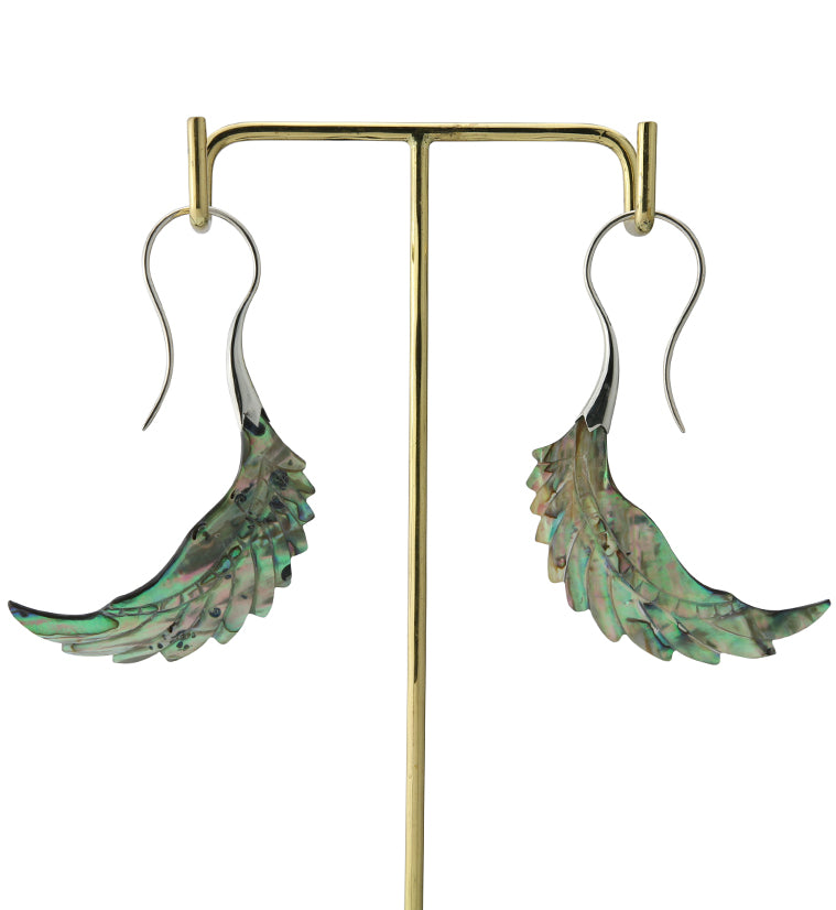 18G Pinion White Brass Abalone Hangers / Earrings