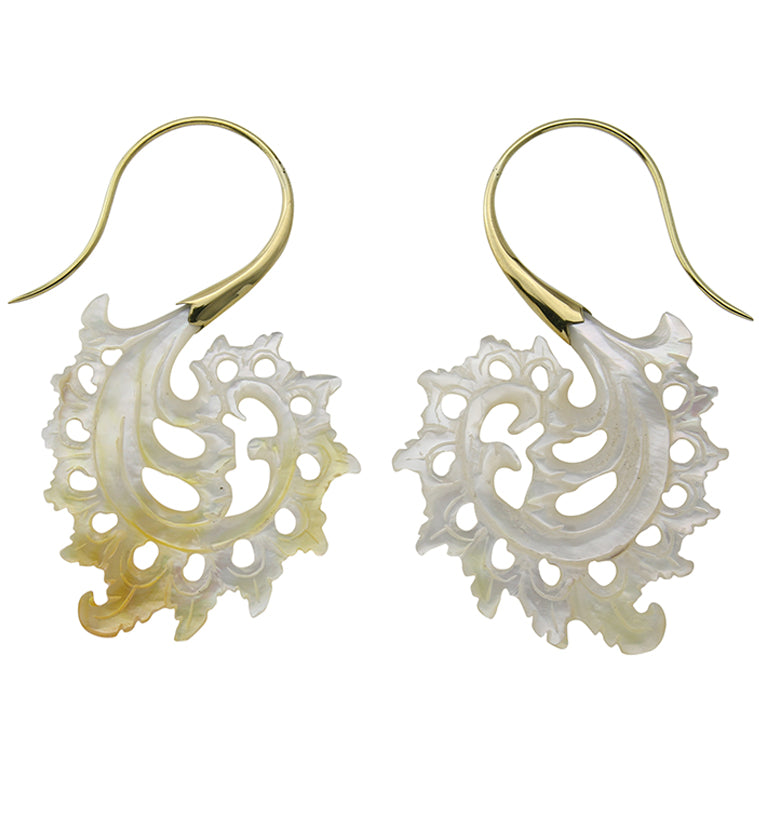 18G Plume Brass MOP Hangers / Earrings