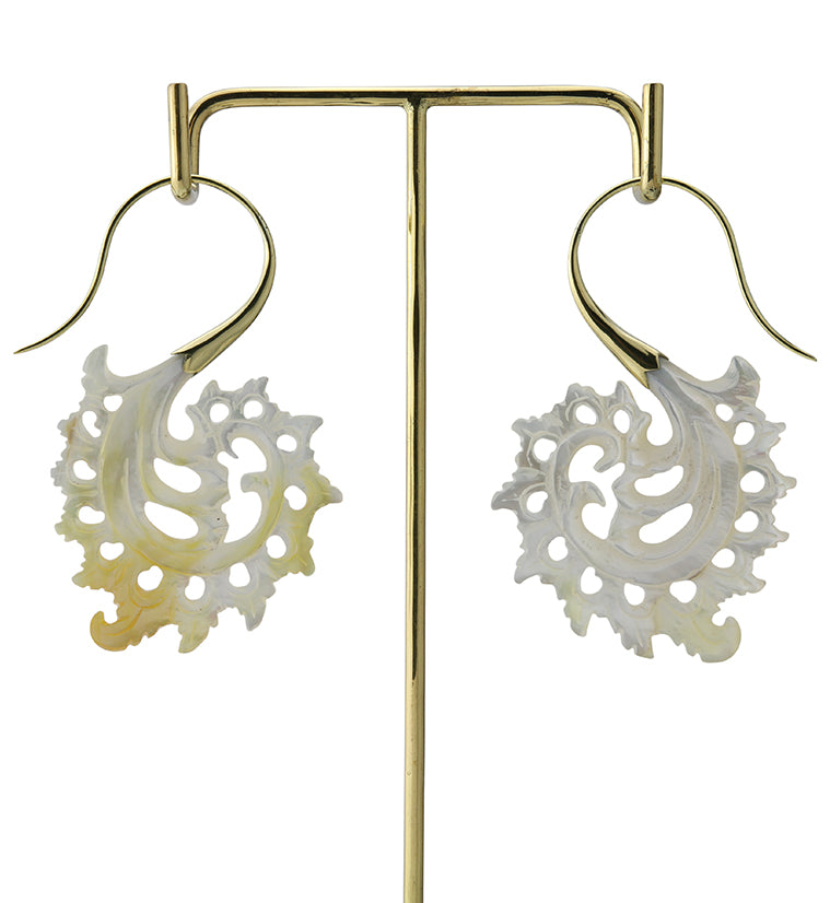 18G Plume Brass MOP Hangers / Earrings