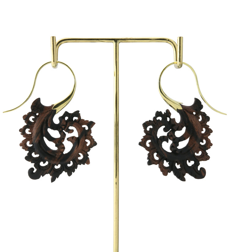 18G Plume Brass Wood Hangers / Earrings