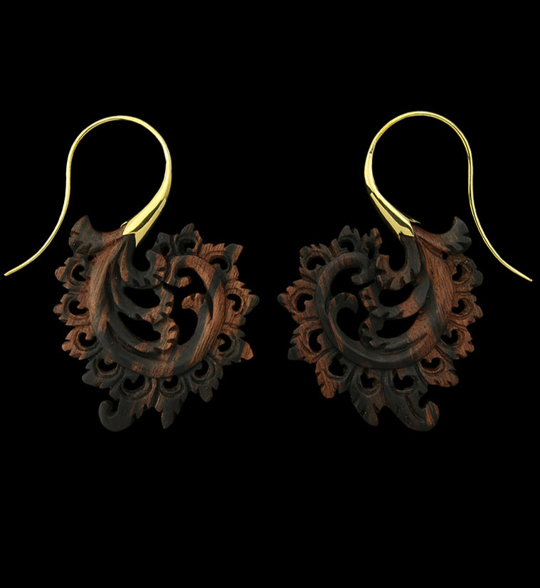 18G Plume Brass Wood Hangers / Earrings