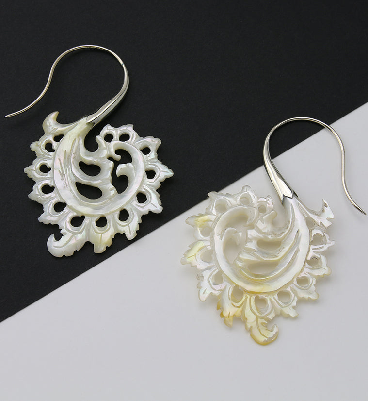 18G Plume White Brass MOP Hangers / Earrings