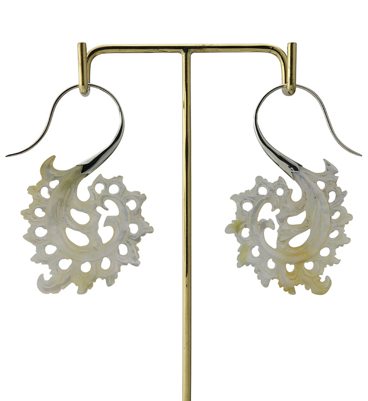 18G Plume White Brass MOP Hangers / Earrings