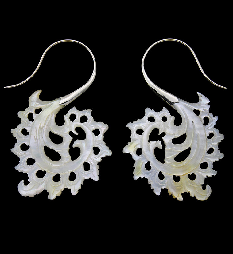 18G Plume White Brass MOP Hangers / Earrings