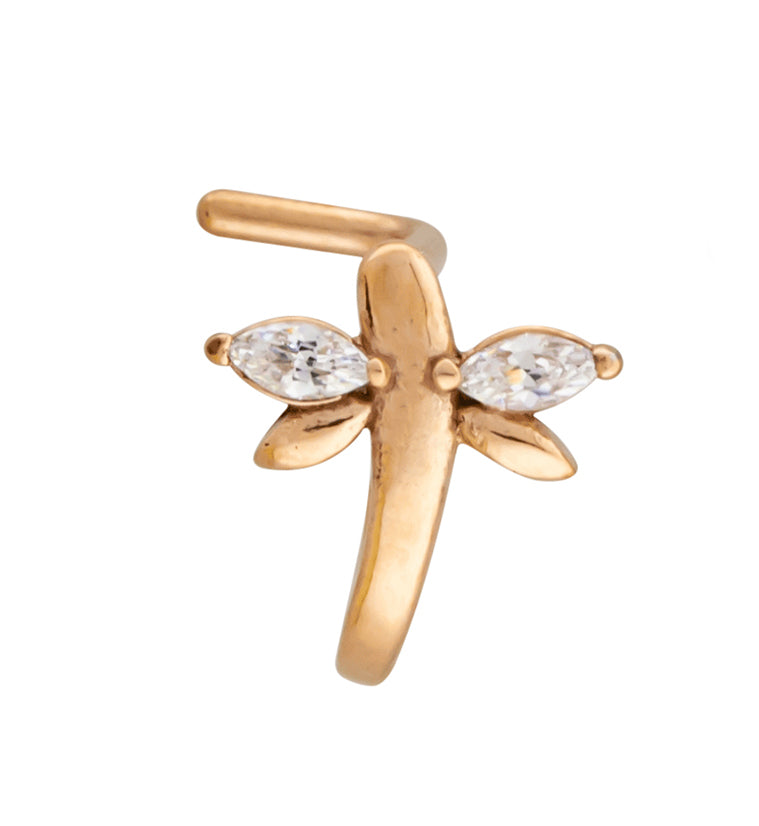18G Rose Gold PVD Dragonfly CZ Nose Curve
