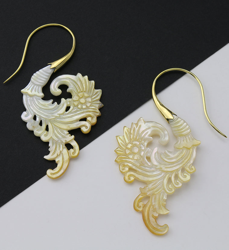 18G Sprig Brass MOP Hangers / Earrings