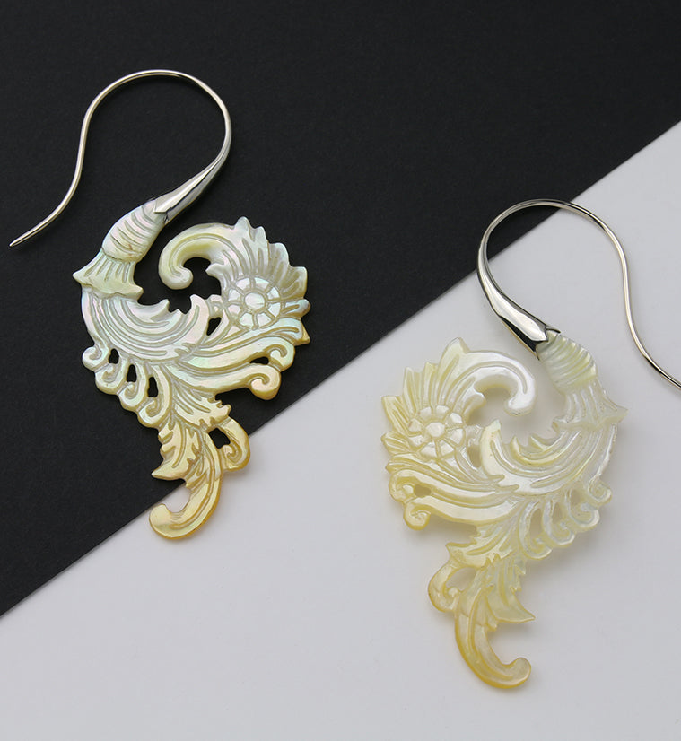 18G Sprig White Brass MOP Hangers / Earrings