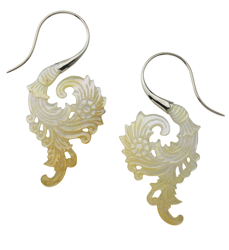 18G Sprig White Brass MOP Hangers / Earrings