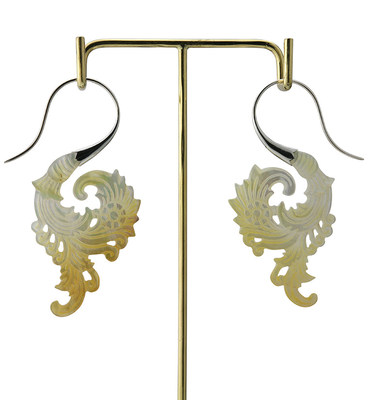 18G Sprig White Brass MOP Hangers / Earrings