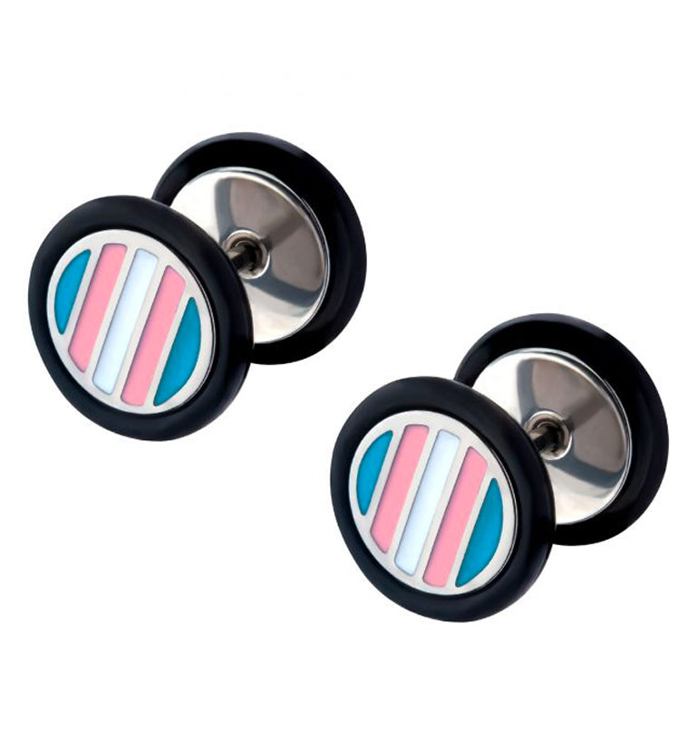 18G Transgender Pride Fake Plugs - Gauges