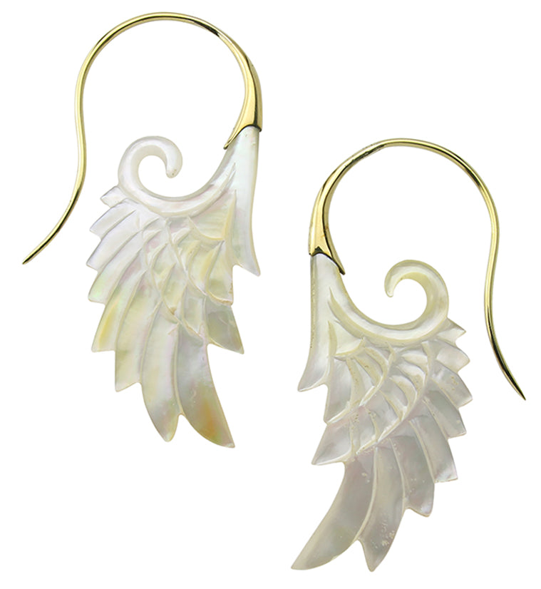 18G Wing Brass MOP Hangers / Earrings