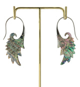 18G Wing White Brass Abalone Hangers / Earrings
